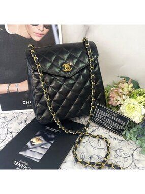 Chanel Vintage Quilted Chain Shoulder Black